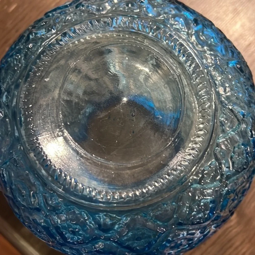 World Market Blue Glass Flower Vase with Rope Handle